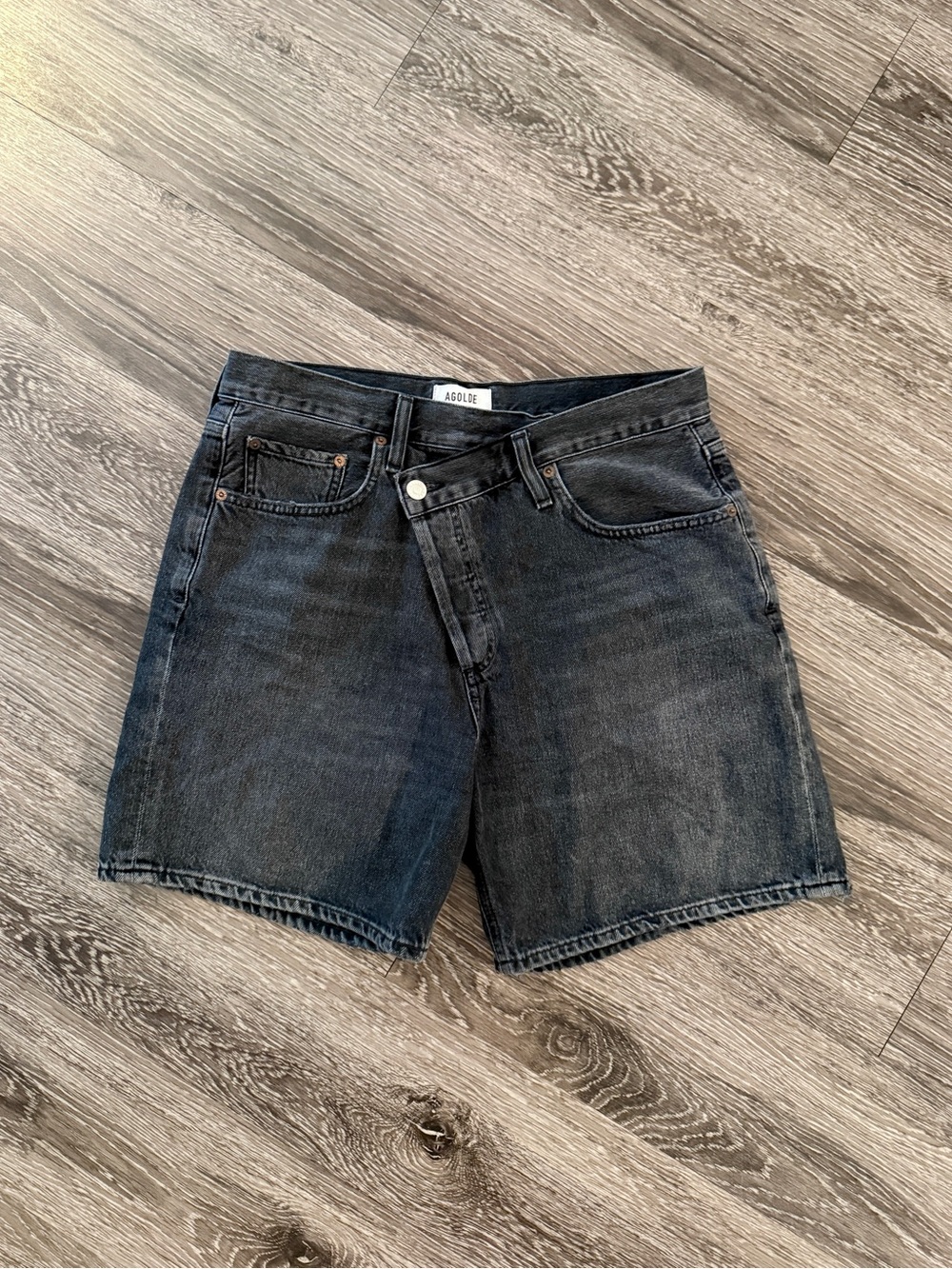 Agolde Black Denim High-Rise Shorts